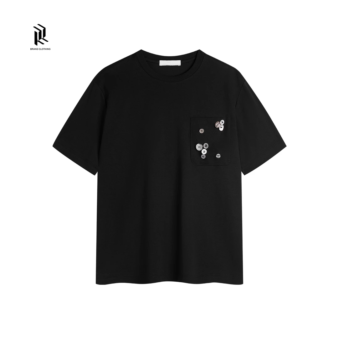 『小众纽扣DIY定制』60支液氨冰感简约口袋休闲通勤男女同款短袖T恤