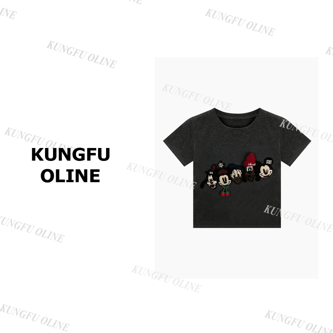 【杨咩咩】【戴帽米奇】T4102流行款卡通印花圆领短袖T恤潮流休闲上衣