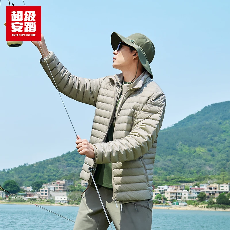 超级安踏立领外出羽绒服男士外套秋冬款保暖修身黑色夹克高级外套