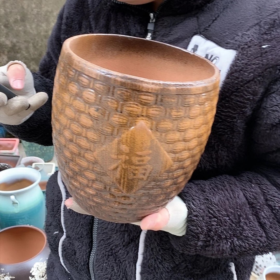 紫砂花盆瑕疵口18高20