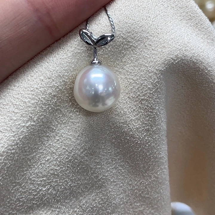 银S925镶嵌颈饰海水珍珠11-12mm 8号