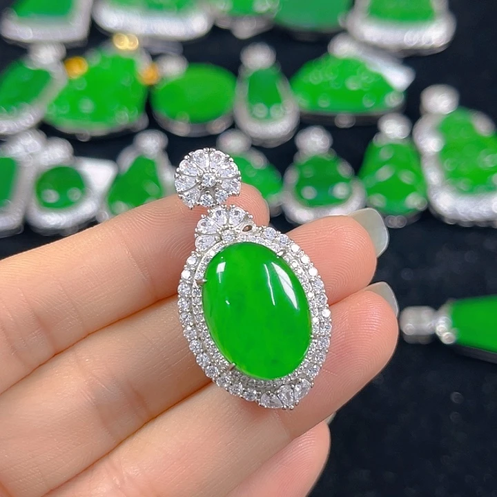 翡翠银S925镶嵌吊坠(不含链)