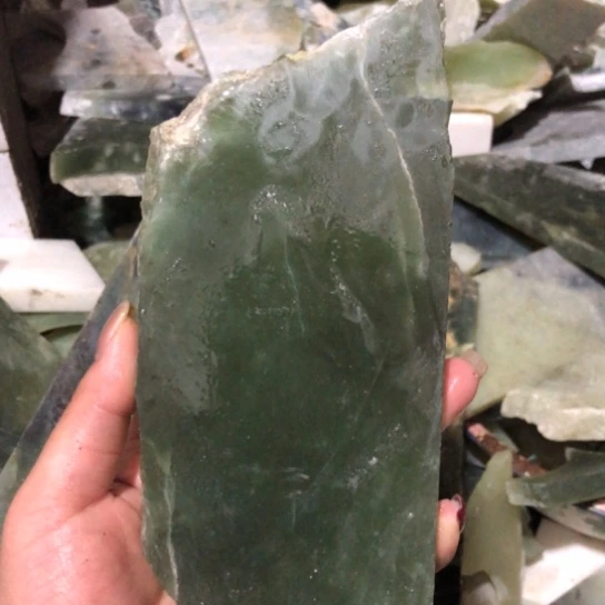 蛇纹石玉天然岫玉半成品手镯心未镶嵌