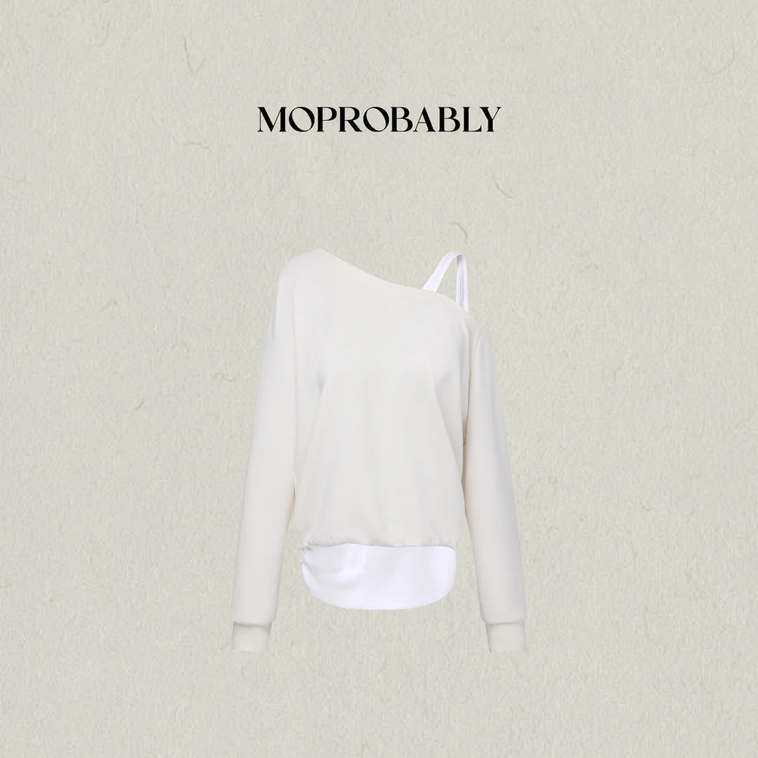 Moprobably李予诺「萌智」时尚个性假两件百搭针织卫衣L5148012