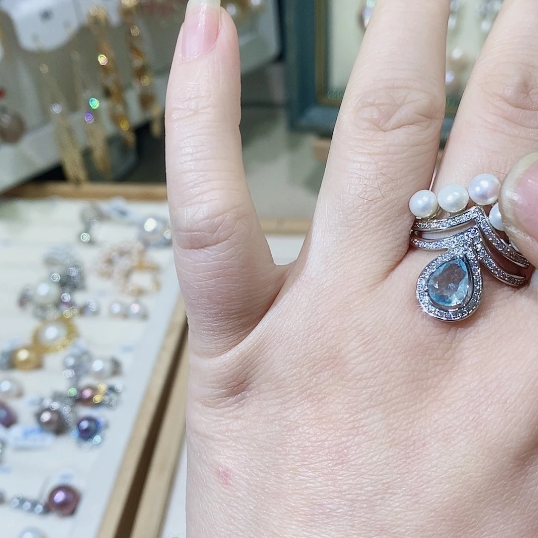 银S925镶嵌淡水珍珠耳饰