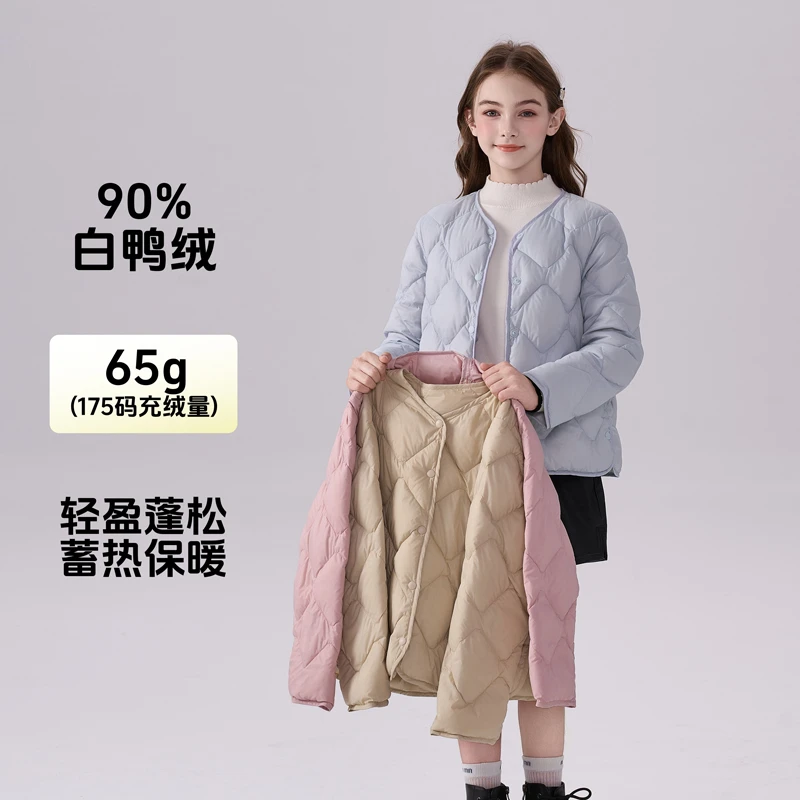 2324【现货速发】女童轻薄羽绒服新款爆款冬季短款保暖外穿羽绒服