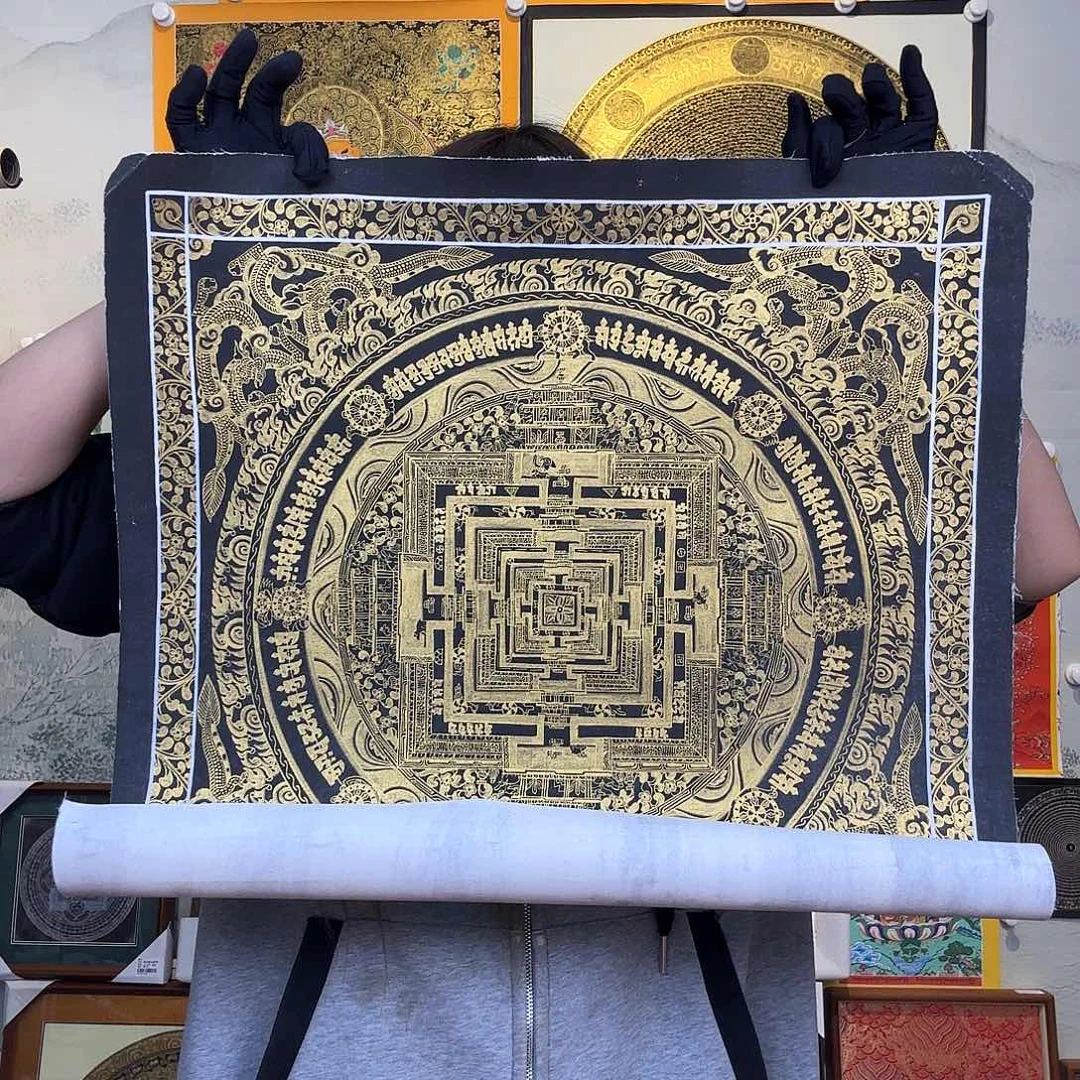 卷轴画纯手绘唐卡坛城50厘米左右