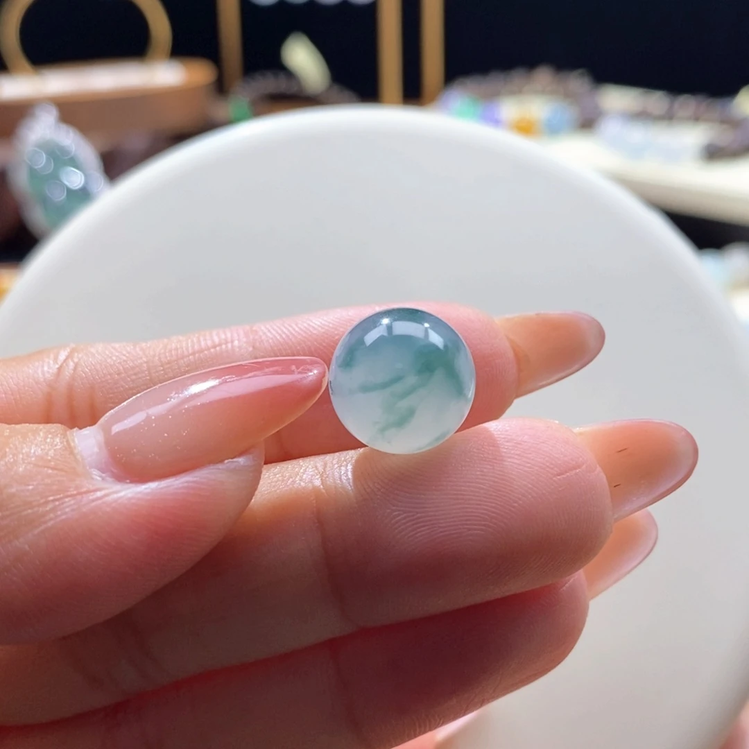 翡翠未镶嵌颈饰翡翠冰胶飘花珠卡12.9