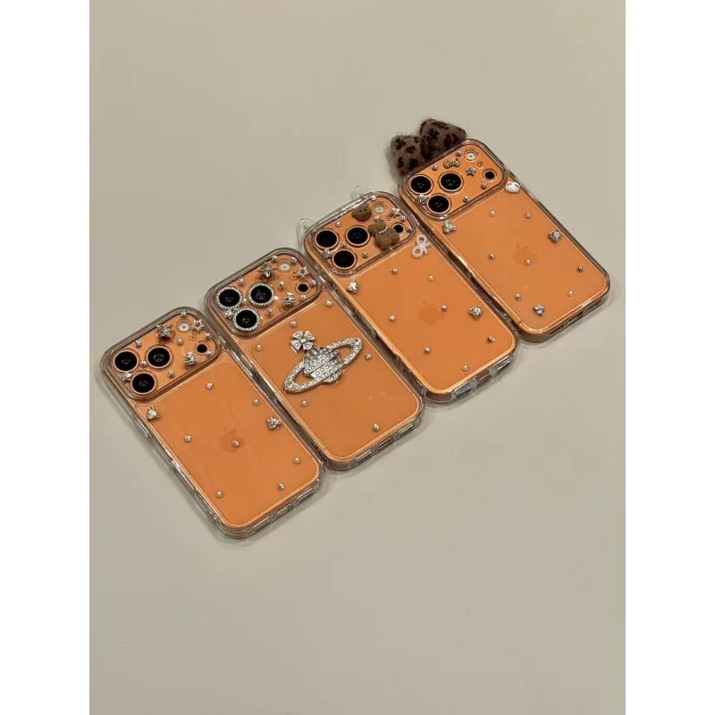 高级感ins透底点钻爱心星球猫咪适用ihone17promax苹果16手机壳15