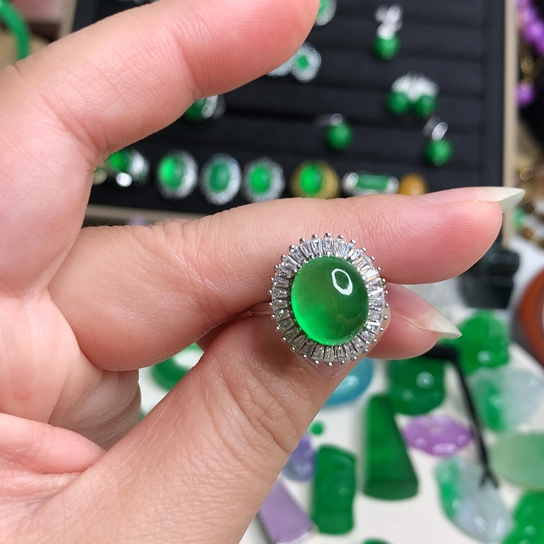 甜***c翡翠银S925镶嵌手饰优化739