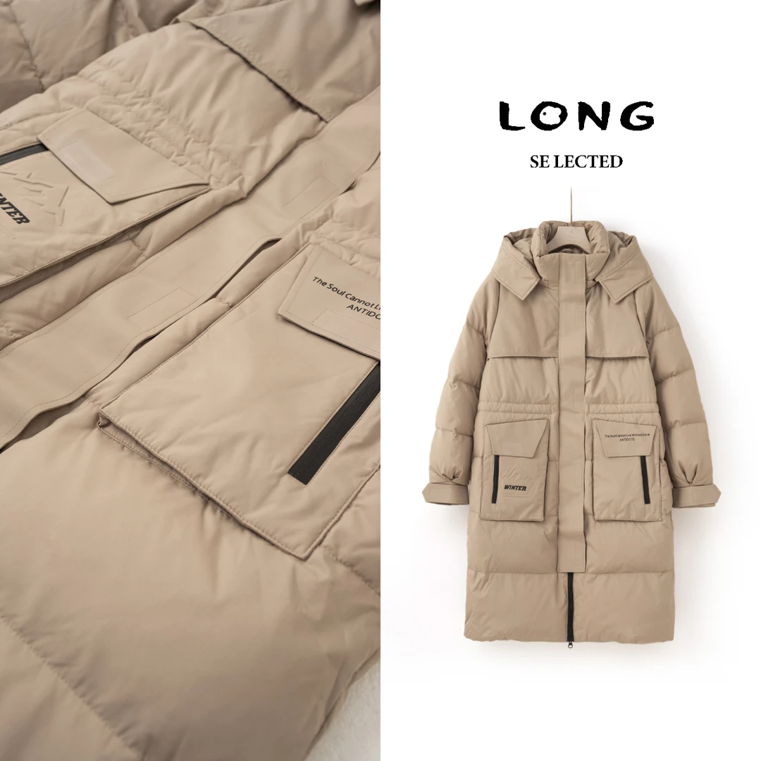 【特价-占单者限购】Q2305冬季新款柜子高货中长款连帽羽绒服JYC11