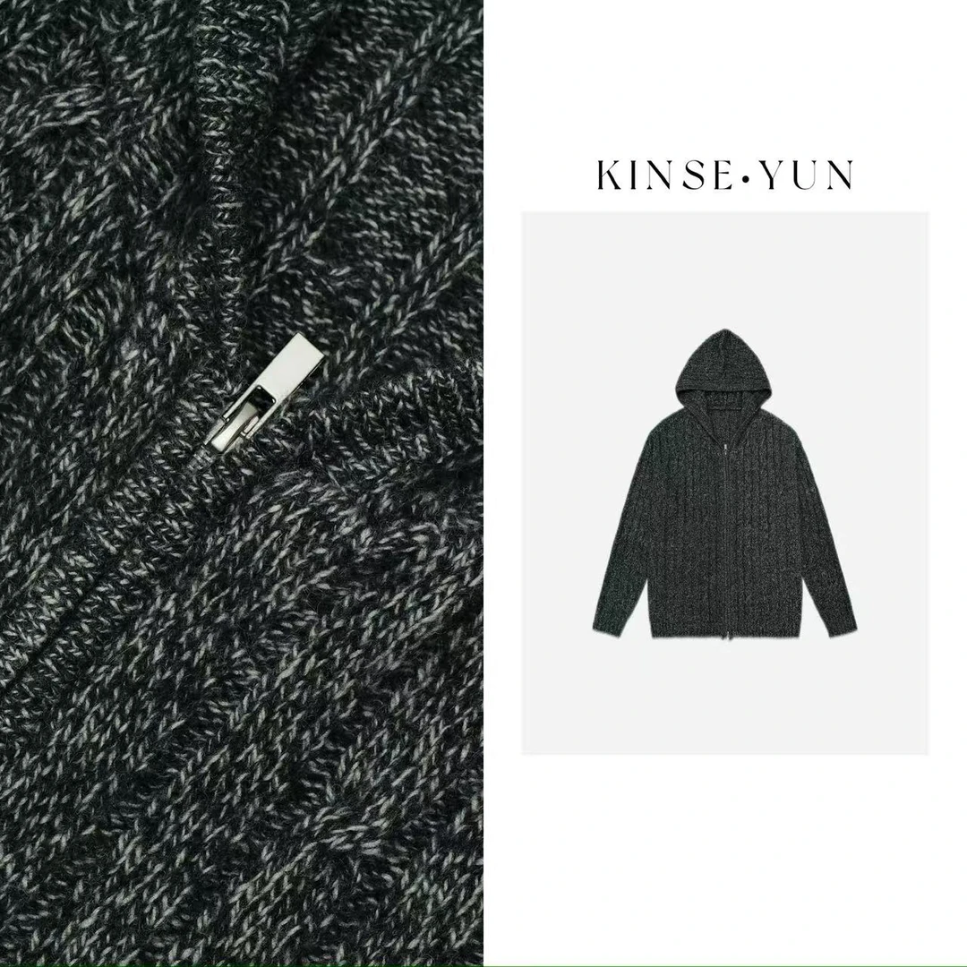 KINSE YUN『冰糖葫芦』松弛老钱纯绵羊毛亲肤双拉链连帽毛衣QD1152