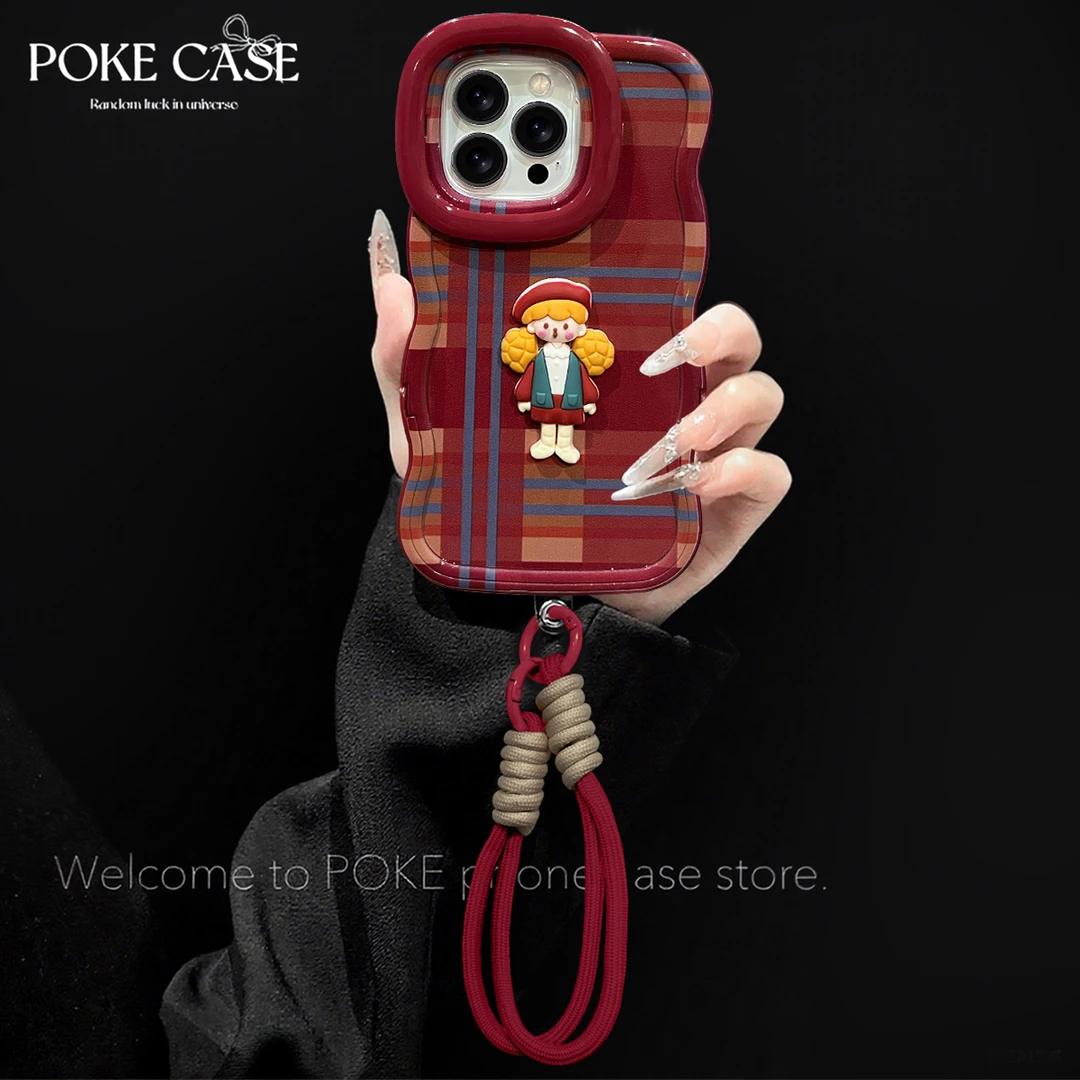 板凳双支架红格女孩适用苹果17PROMAX华为vivo小米oppo手机壳