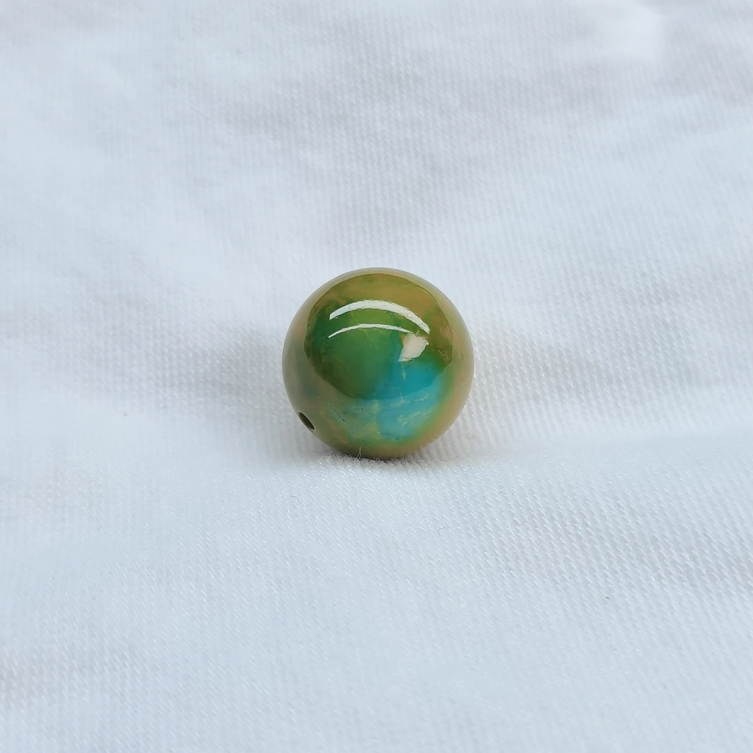 原矿高瓷特色绿松石炫彩多宝圆珠 直径14.3MM 重4g