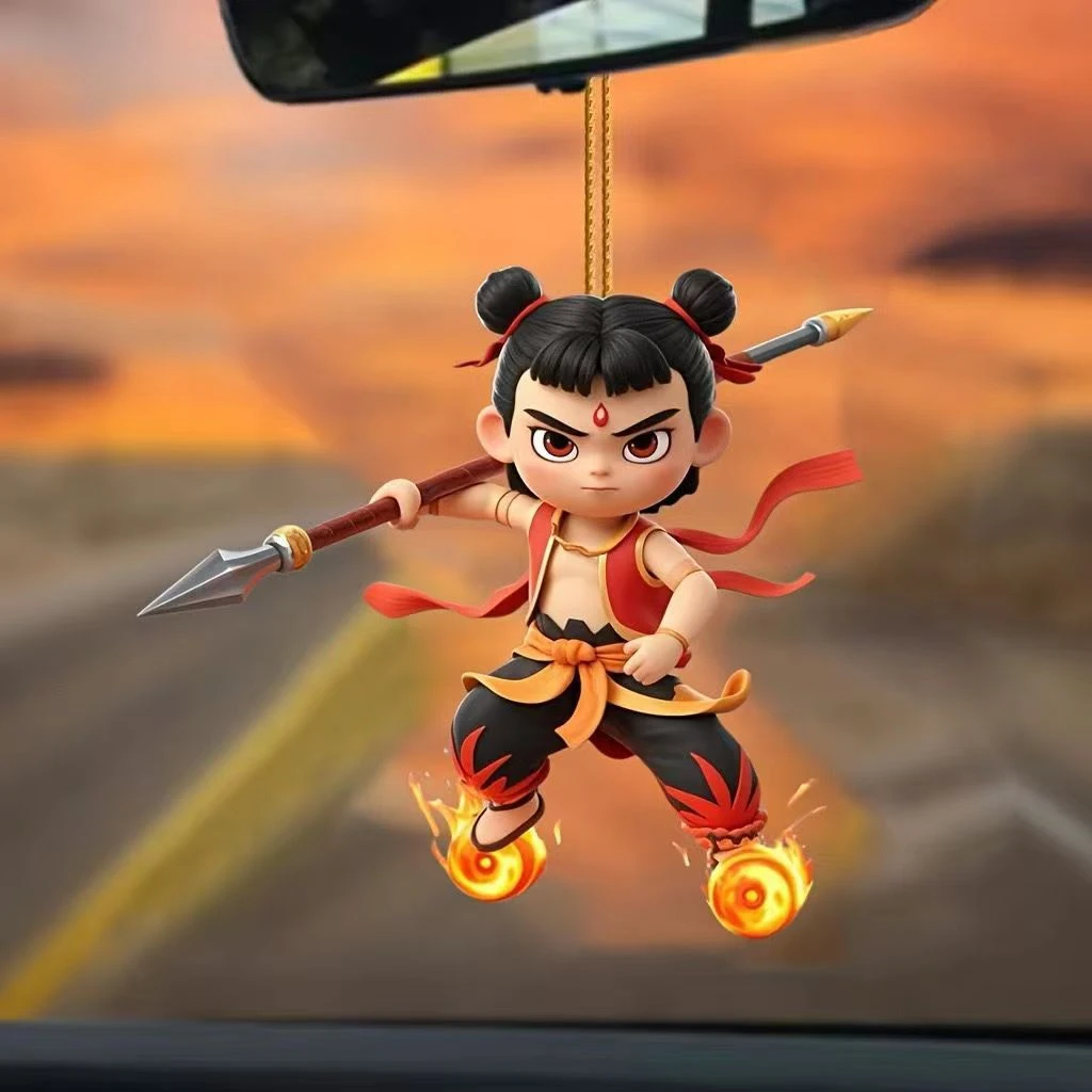 2D平面亚克力爆款圣诞树挂件中国风卡通装饰品汽车后视镜装饰包包