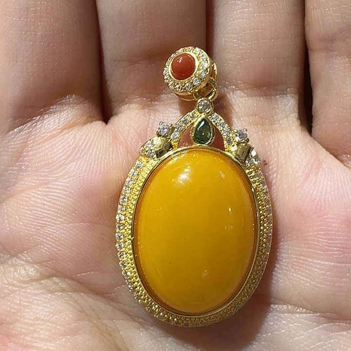 蜜蜡银S925镶嵌吊坠(不含链)吊坠