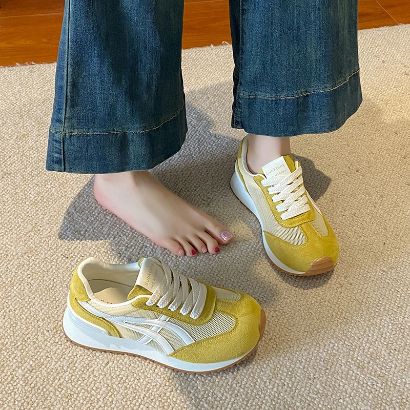 网面透气厚底德训鞋女2025年新款夏季薄款百搭爆款阿甘休闲运动鞋