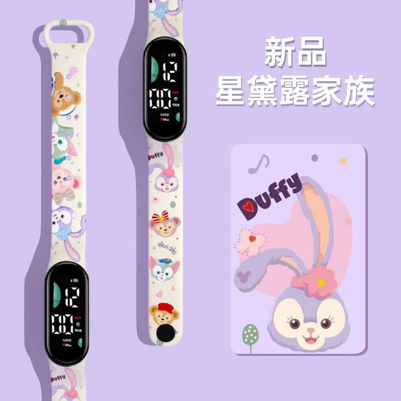 新款个性动漫彩印LED手环表男女学生可爱卡通印花只看时间电子表