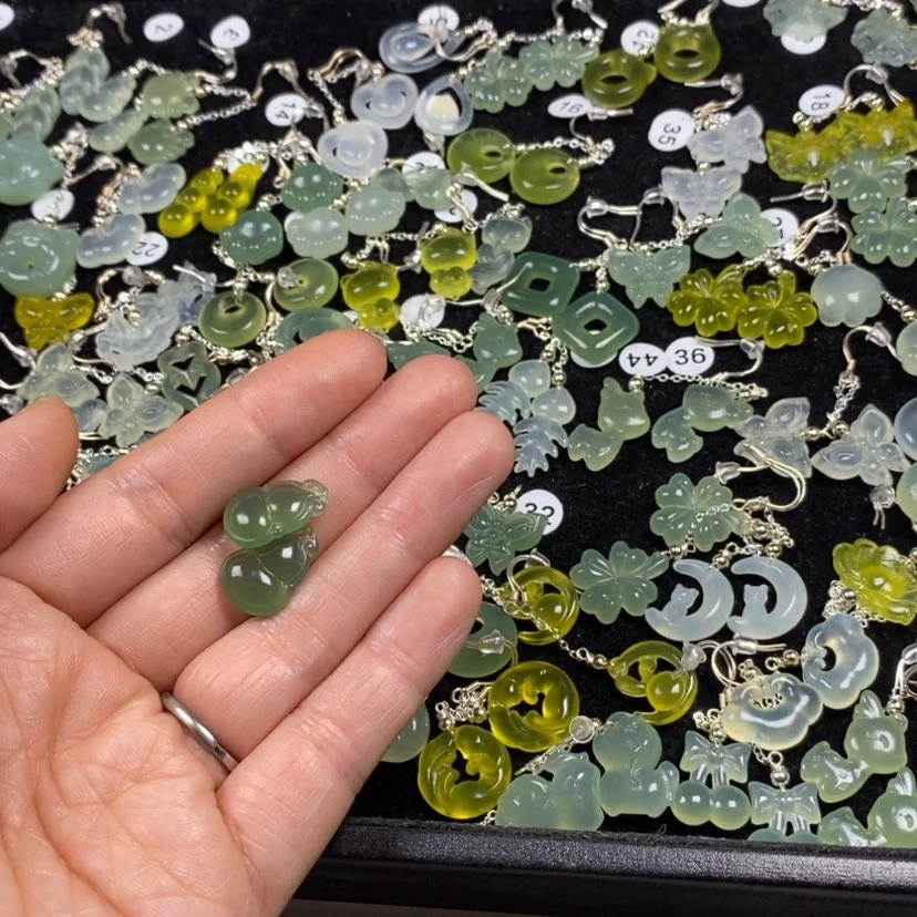 【闪购商品】蛇纹石玉挂件耳饰耳环项链未镶嵌知**乐