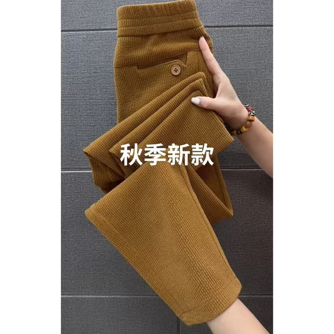 洋气简约加厚休闲裤女秋冬高腰百搭宽松时尚减龄气质直筒哈伦裤