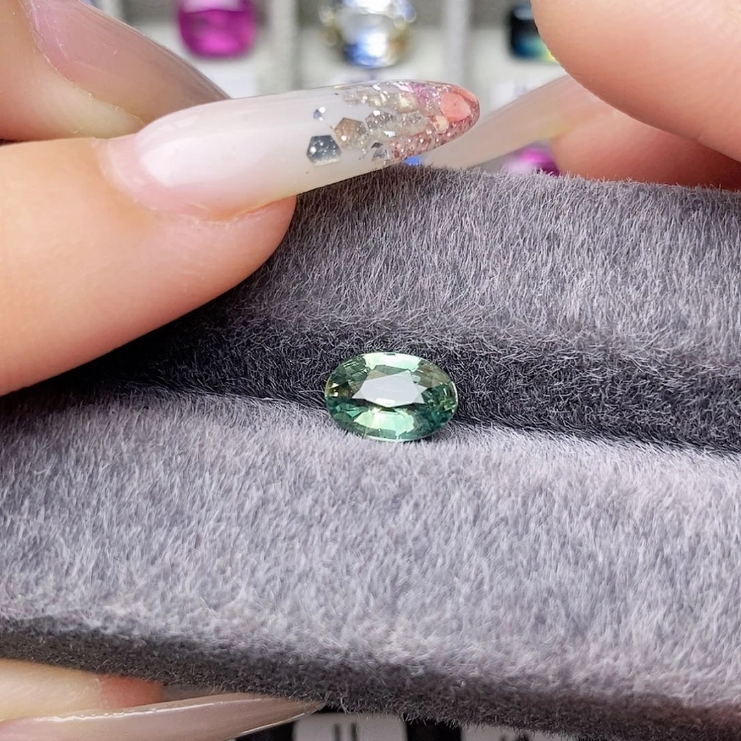 裸石蓝宝石GRC无烧Teal通透玻璃体1.39ct/0097