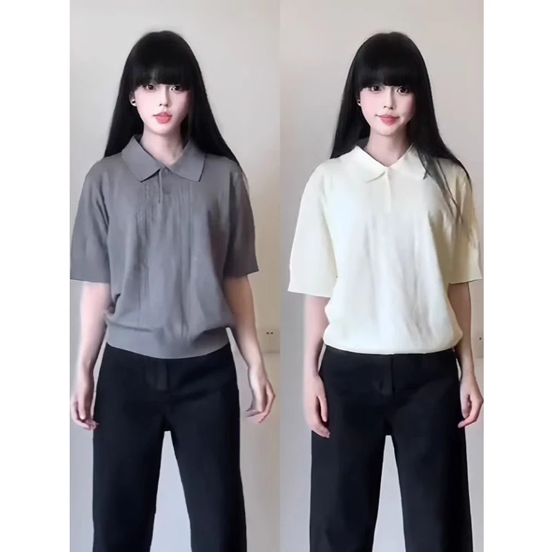 麦穗针织polo衫短袖男高级感夏季薄款老钱风翻领t恤cleanfit半袖