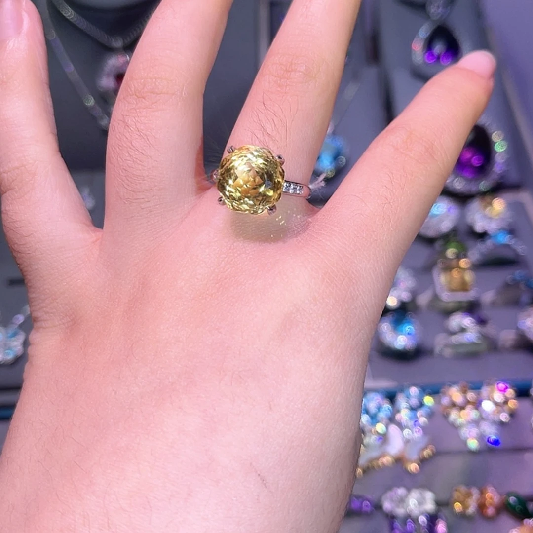 【闪购商品】黄晶戒指银S925镶嵌戒指