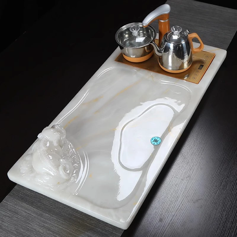 功夫茶具简约石茶盘轻奢家用泡茶茶台高档客厅茶道茶托盘大号茶几