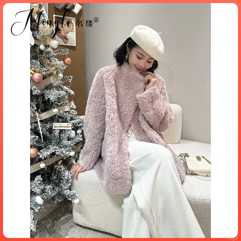 气质轻奢女装高级感名缕优雅小立领高端外套女百搭时尚毛茸茸颗粒