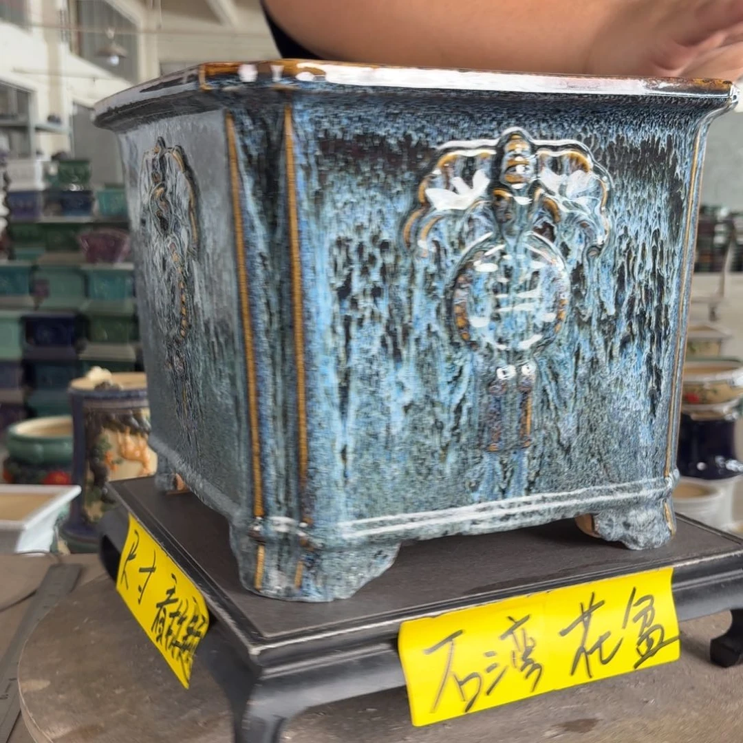 。一风堂石湾花盆 瑕疵 烧大了 内25*21