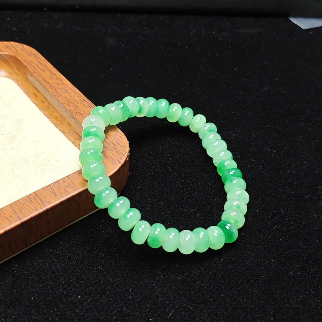[停业清货]冰绿色飘花天山翠8m算盘珠手串-359-多样性发一
