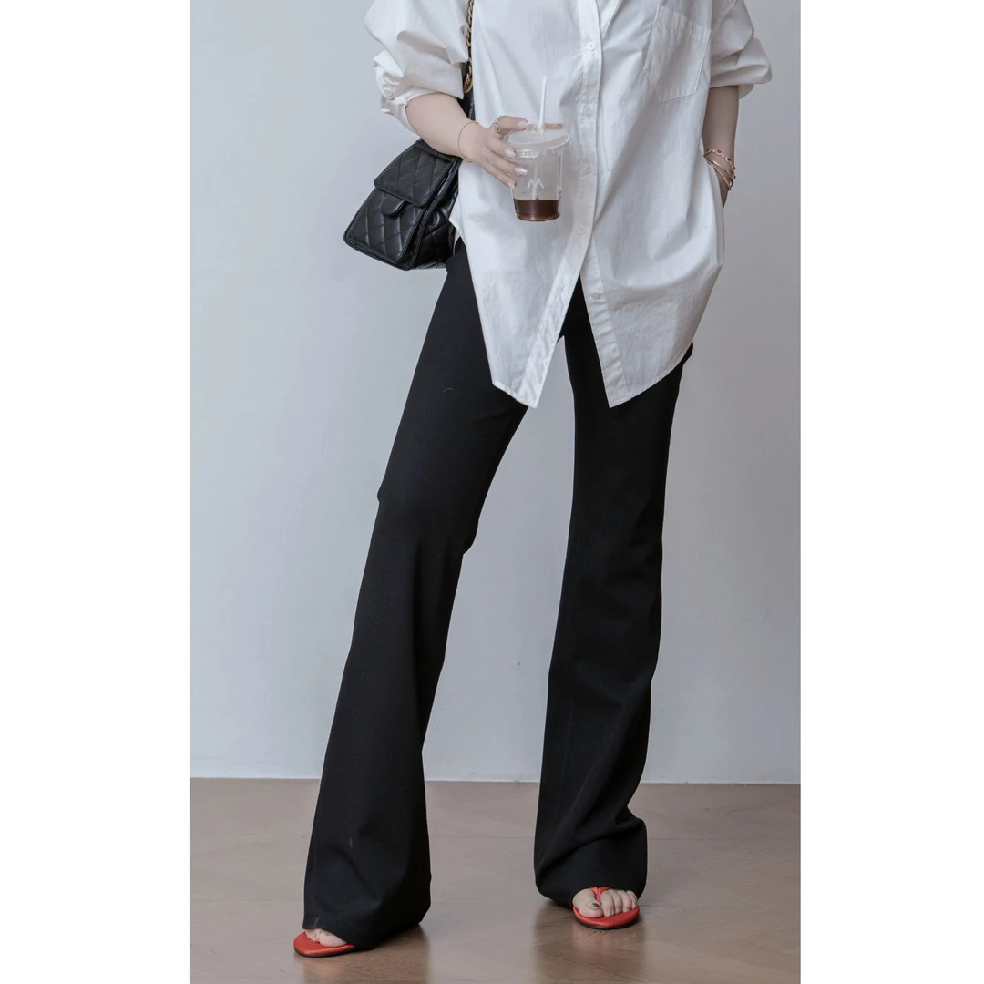 【肯豆裤】巨显瘦显腿长收腹.哥*弟四面弹力面料喇叭小黑裤25341004