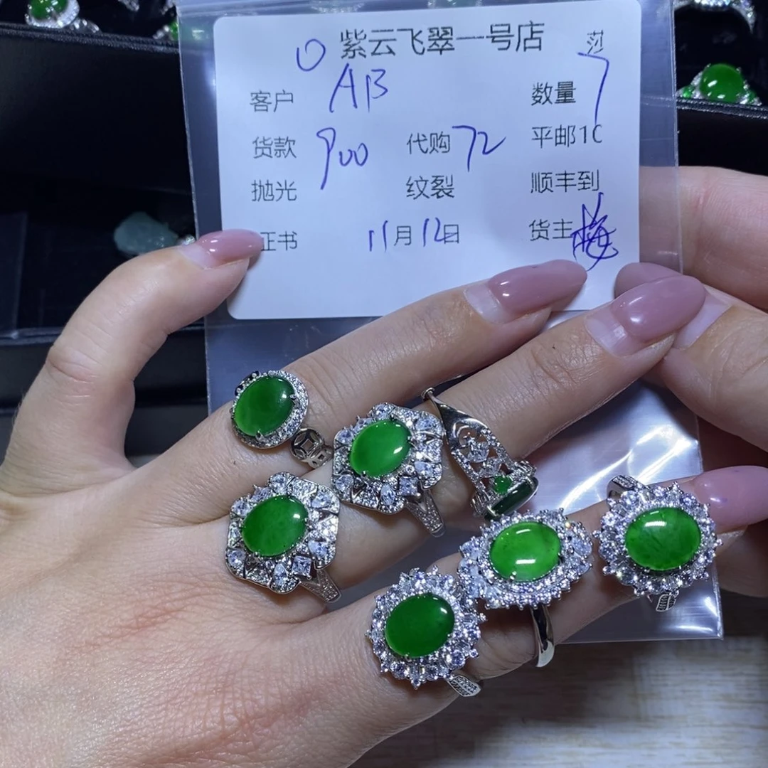 A***C翡翠银S925镶嵌颈饰翡翠
