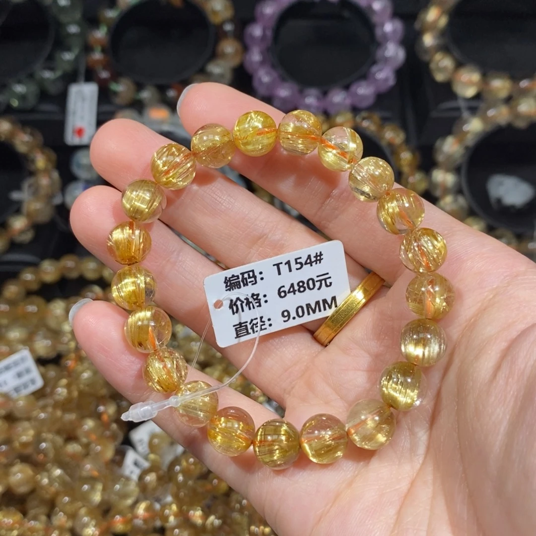 未镶嵌发晶手链T154#9.0mm