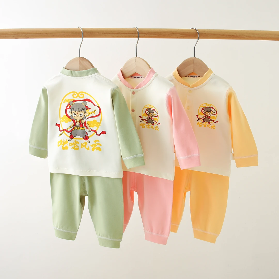 haquhou/哈趣猴国风哪吒婴幼儿婴儿春秋装长袖立领高腰分体套装