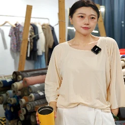 JIS 74醋酸19PA 7弹力针织面料杏色纯色服装布 幅宽150CM 334G/M