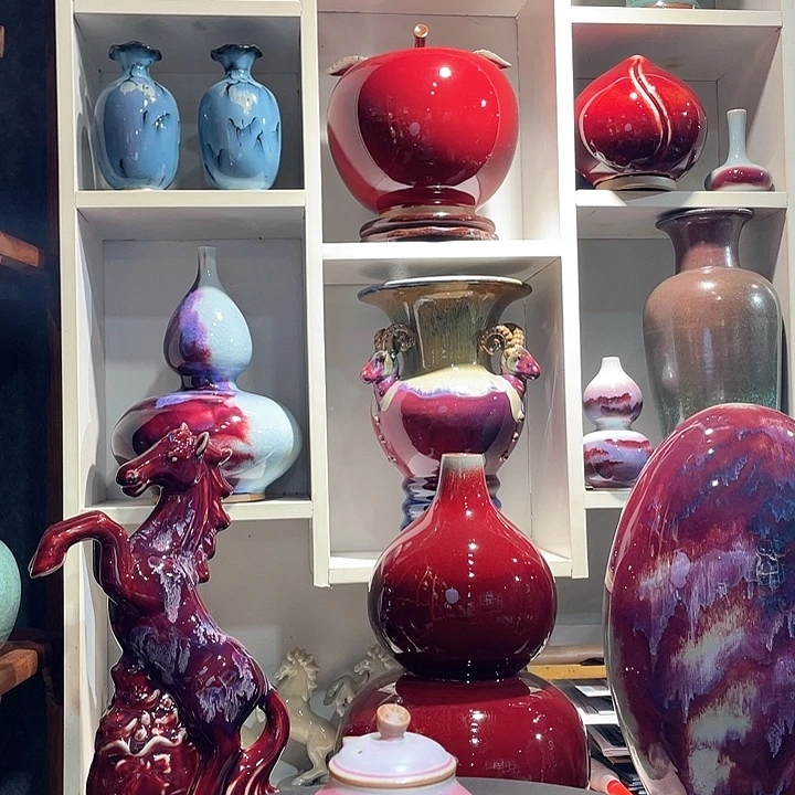 山***雨摆件陶钧瓷无双窑变无对