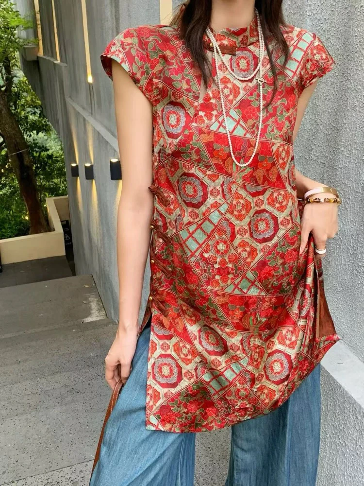 新中式国风女装2025年夏季新款改良旗袍上衣复古盘扣裙子洋气减龄