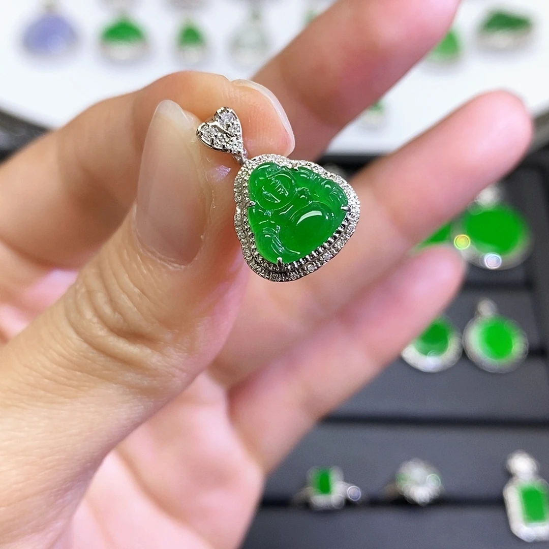 翡翠18K金镶嵌吊坠(不含链)