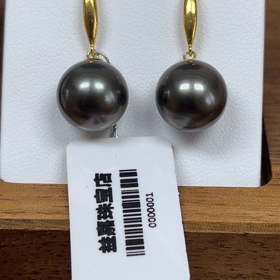 耳饰海水珍珠18K金镶嵌10-11mm