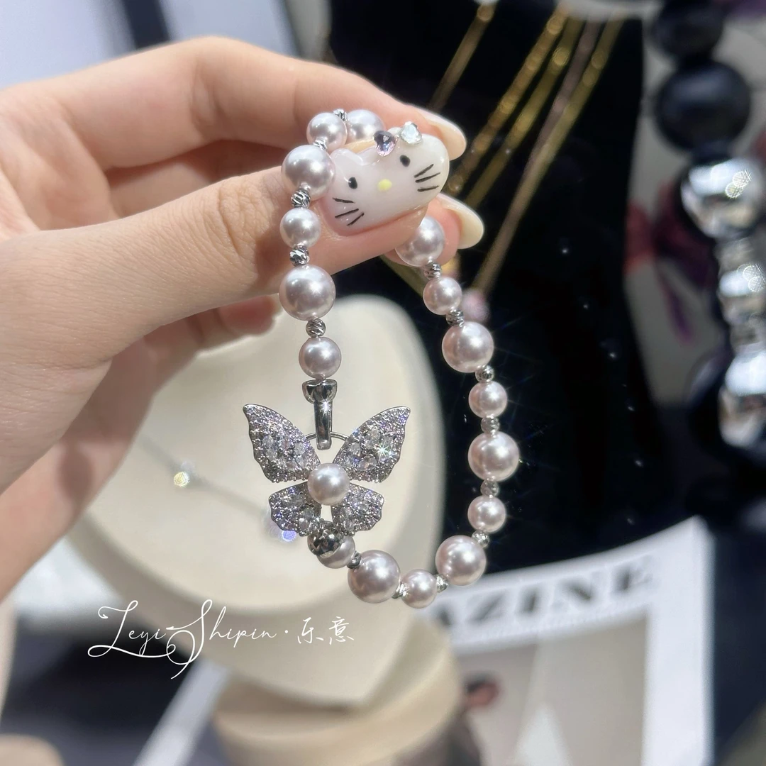 合金手链 Leyi/ 蝴蝶珍珠手链 小众时尚气质