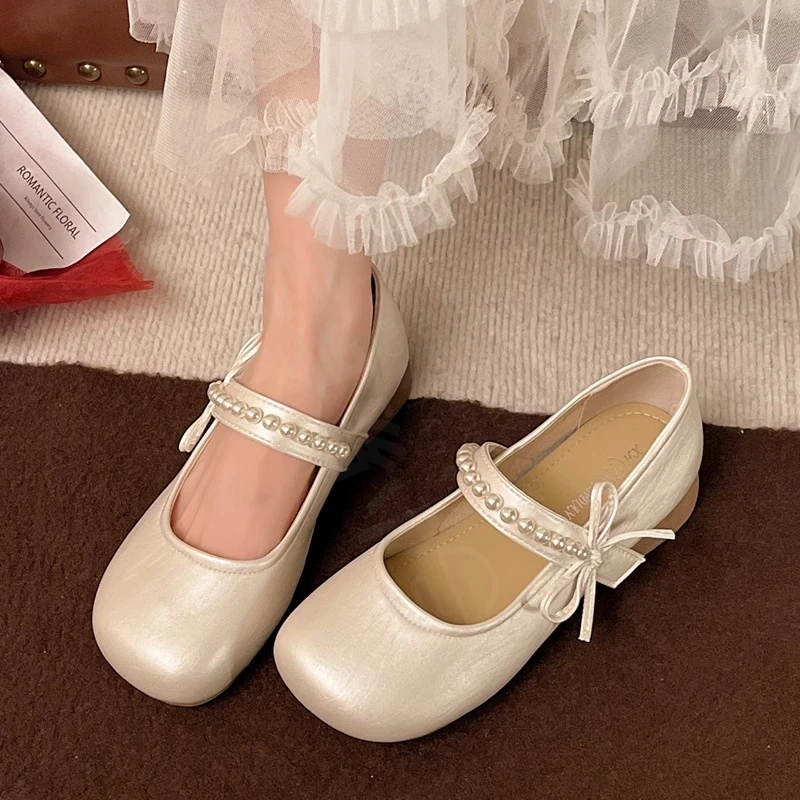 法式复古百搭浅口皮鞋单鞋|2025年夏季新款仙女风青年女款粗跟方