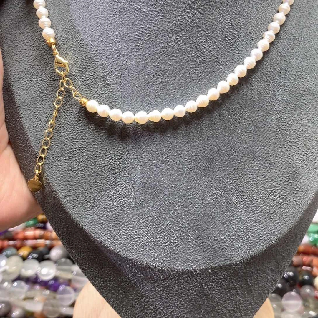 玛瑙/玉髓合金珠宝半成品天然珍珠项链一条扣头925