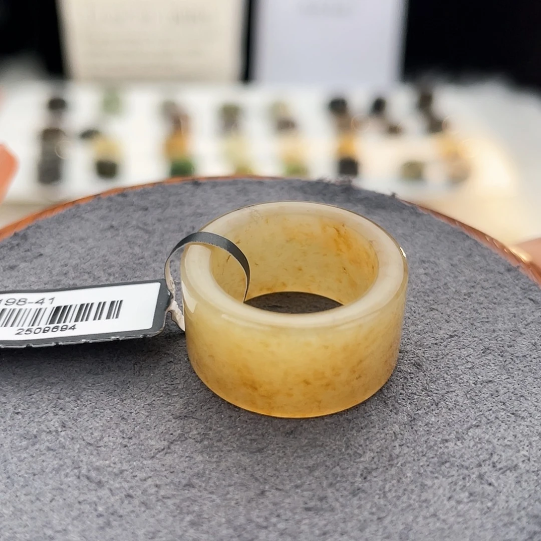 和田玉未镶嵌戒指c73 飘糖花直切16.9