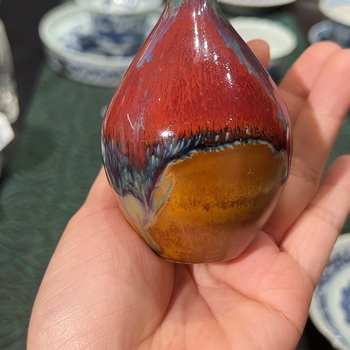 纯手工胎高温颜色釉小花瓶