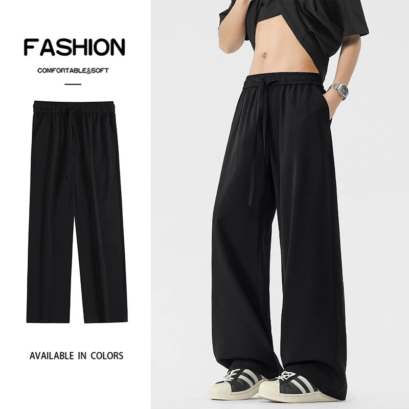 弯刀垂感西裤男夏季薄款潮牌宽松阔腿直筒慵懒松弛感休闲长裤子男