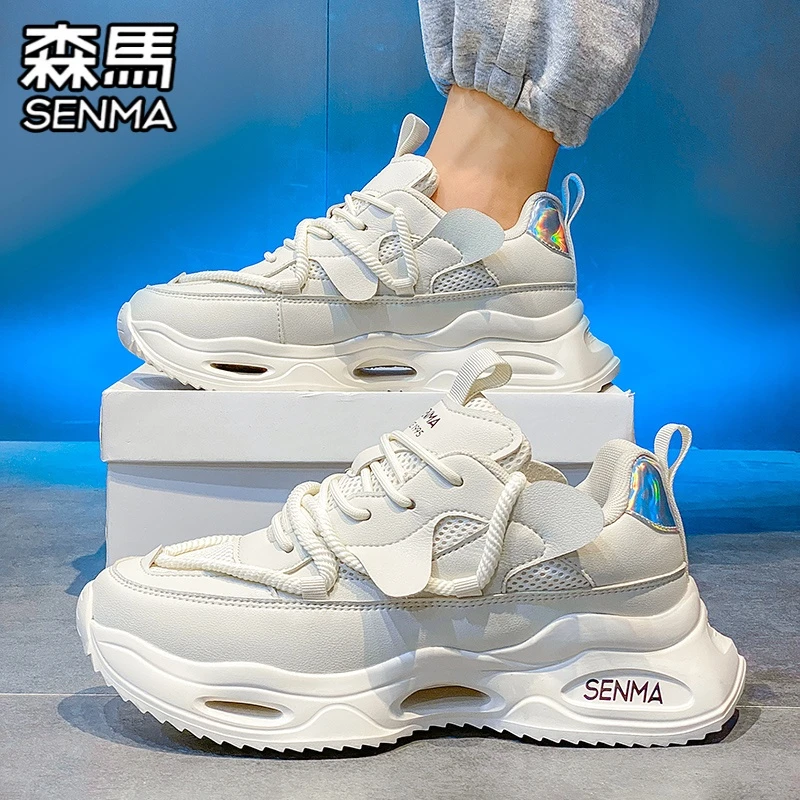 SENMA/森马男鞋秋季网面透气时尚小众跑步运动休闲厚底增高老爹鞋