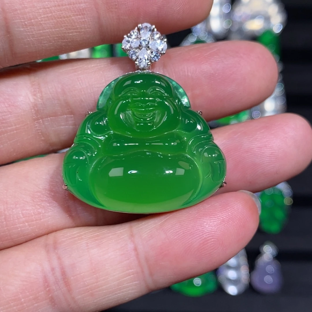 玛瑙/玉髓银S925镶嵌吊坠