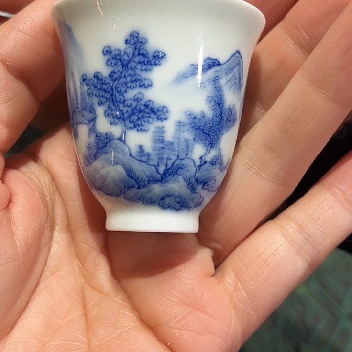 怡琅柴窑山水薄胎一口杯