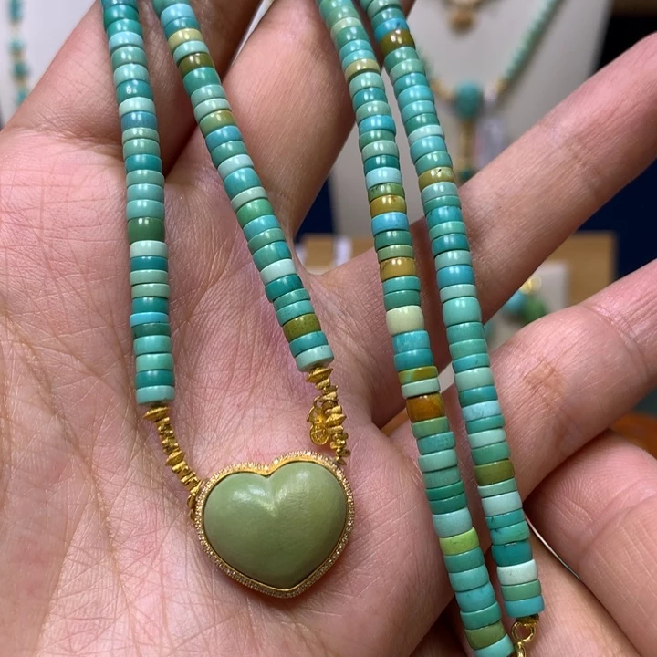 绿松石18K金镶嵌锁骨链